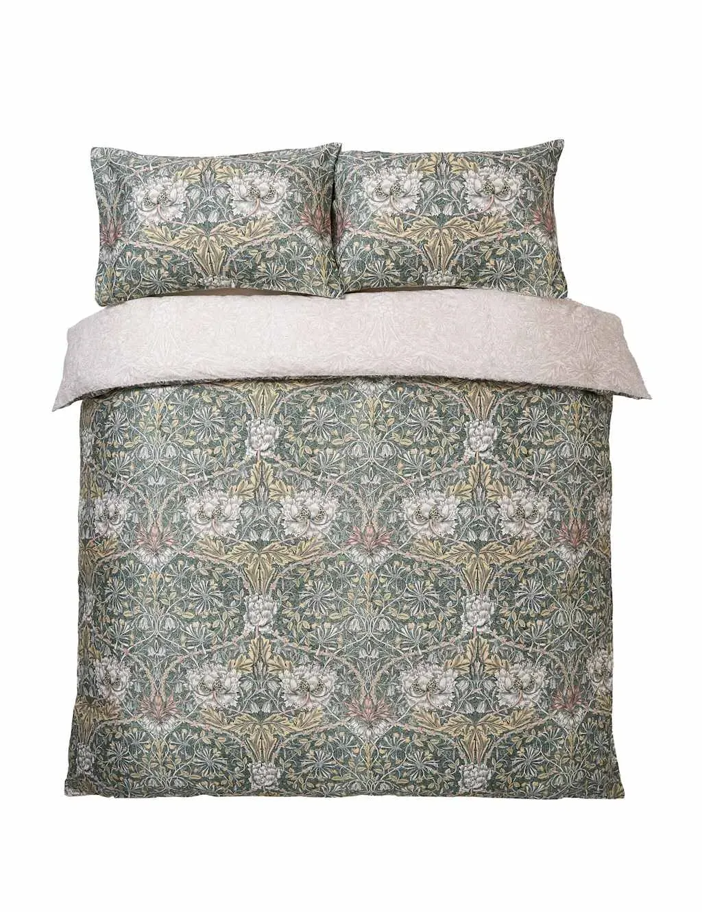 Honeysuckle & Tulip Set of 2 Pillowcases - Green Mix, Cotton product