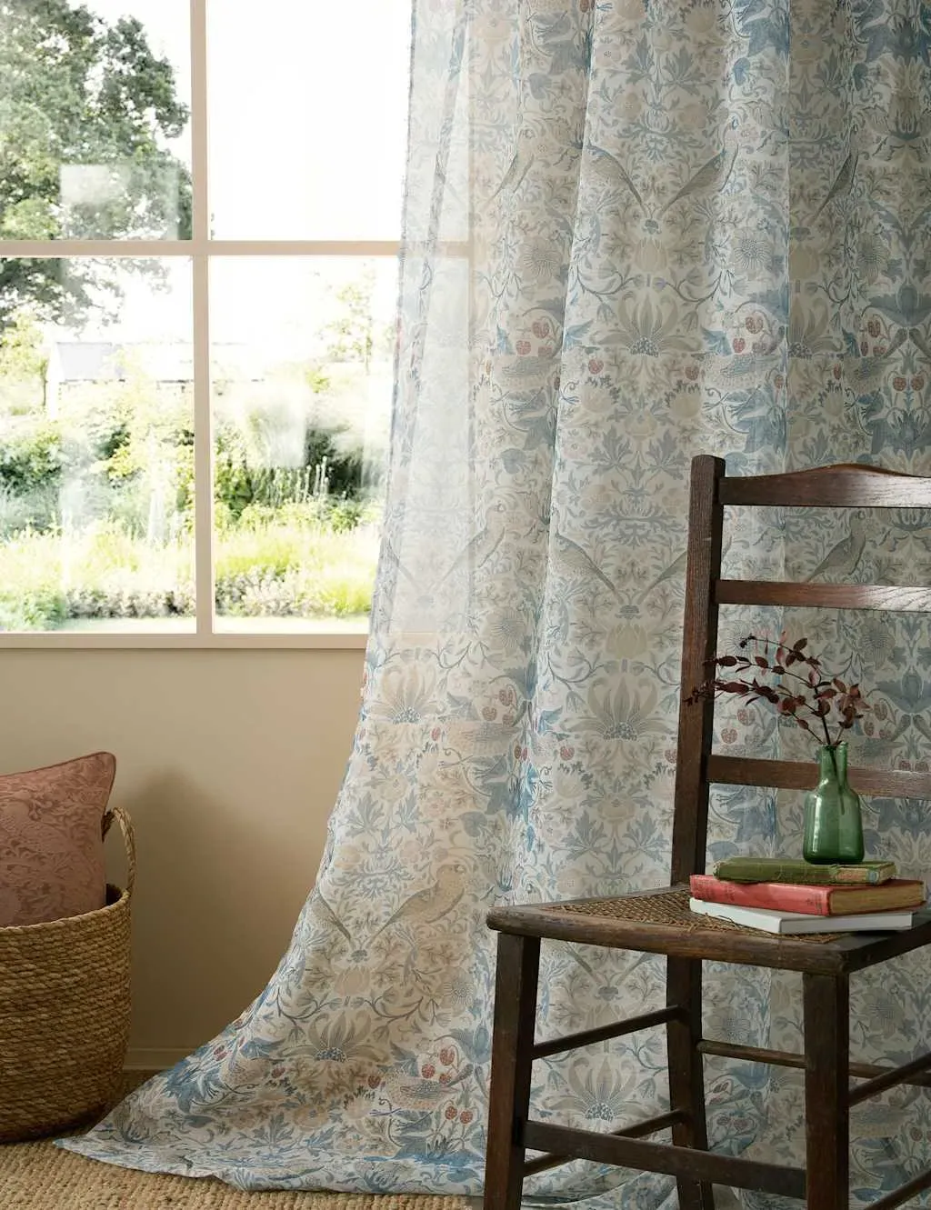 Strawberry Thief Voile Panel Curtains - Blue Mix product