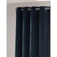 Chenille Blackout Pencil Pleat Curtains - Dark Blue alternate view