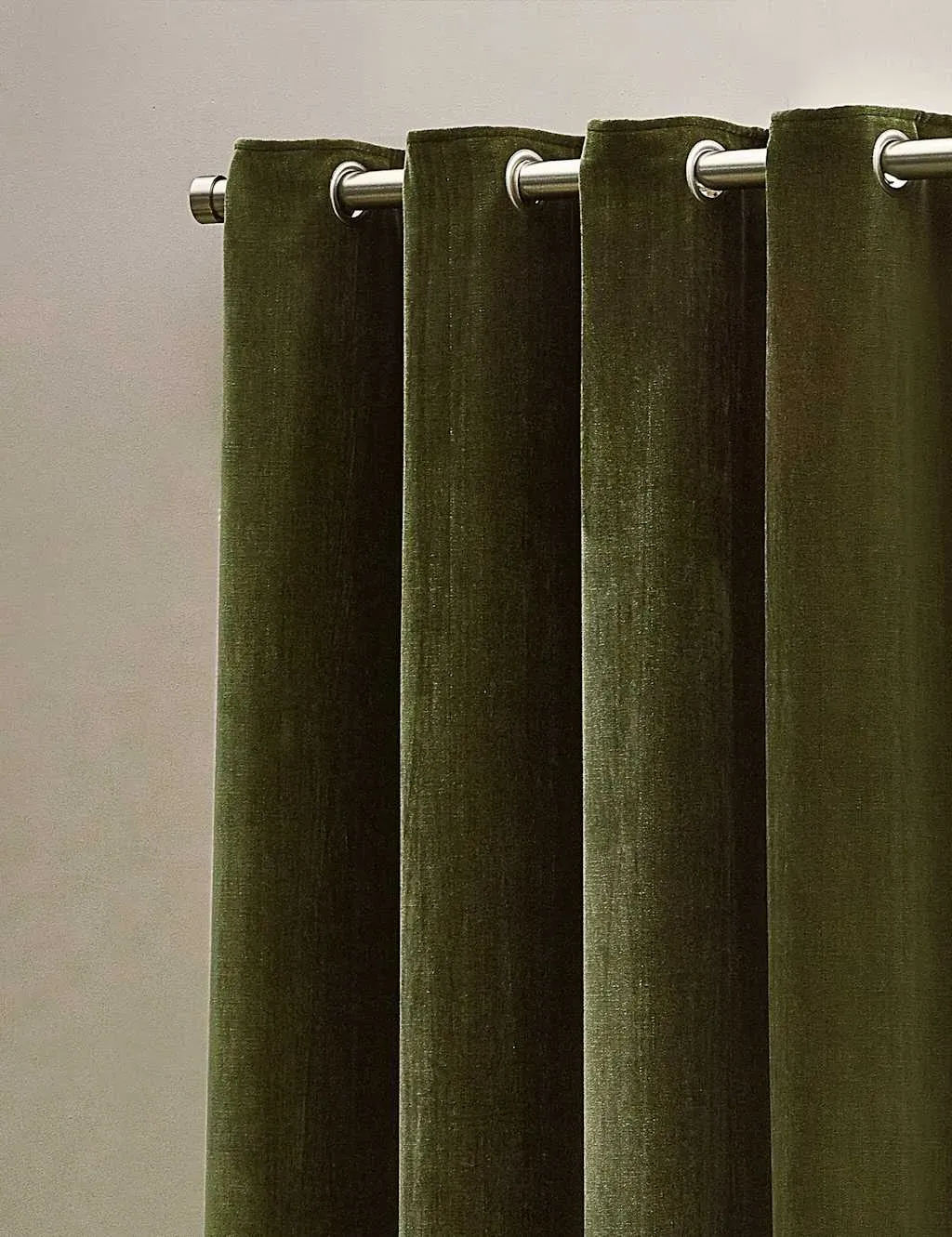 Chenille Velvet Eyelet Curtains - Olive product