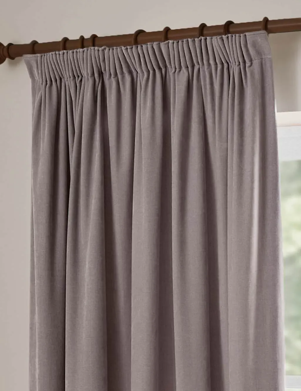Chenille Velvet Pencil Pleat Curtains - Mauve product