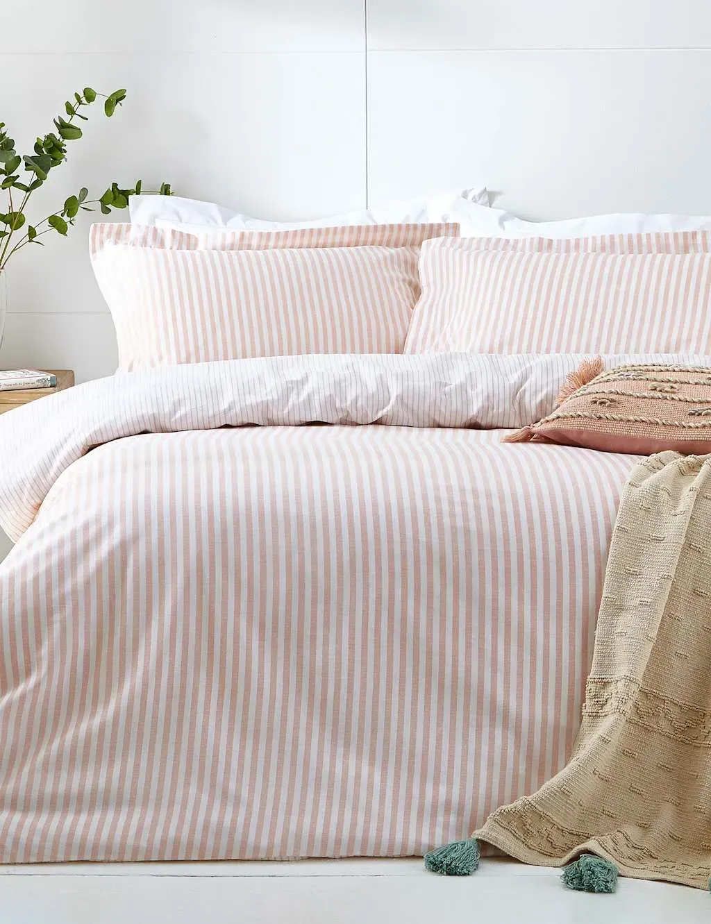 Hebden Striped Reversible Bedding Set - Light Pink Mix, Cotton product