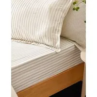 Striped Fitted Sheet - Natural, Pure Cotton alternate view