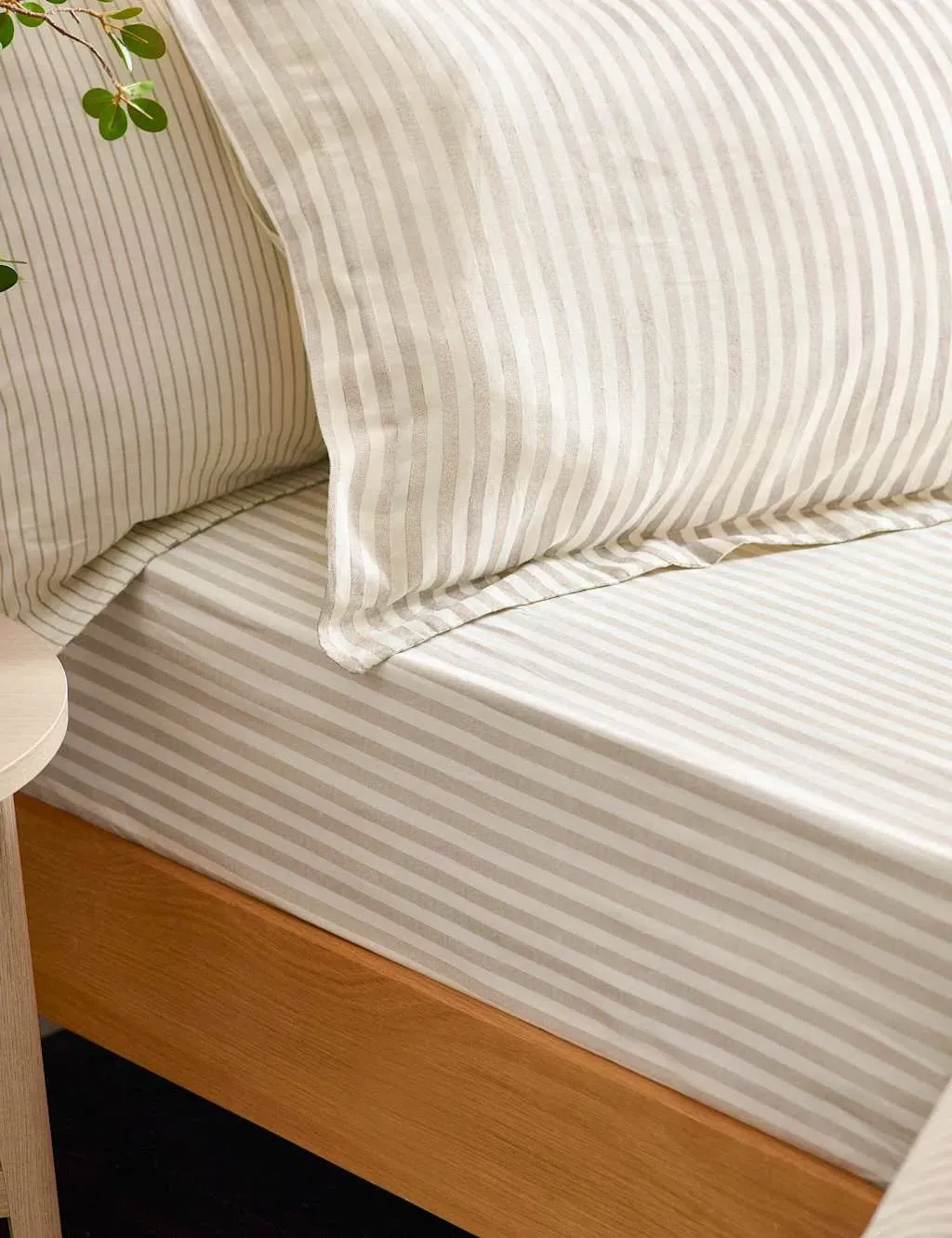 Striped Fitted Sheet - Natural, Pure Cotton product