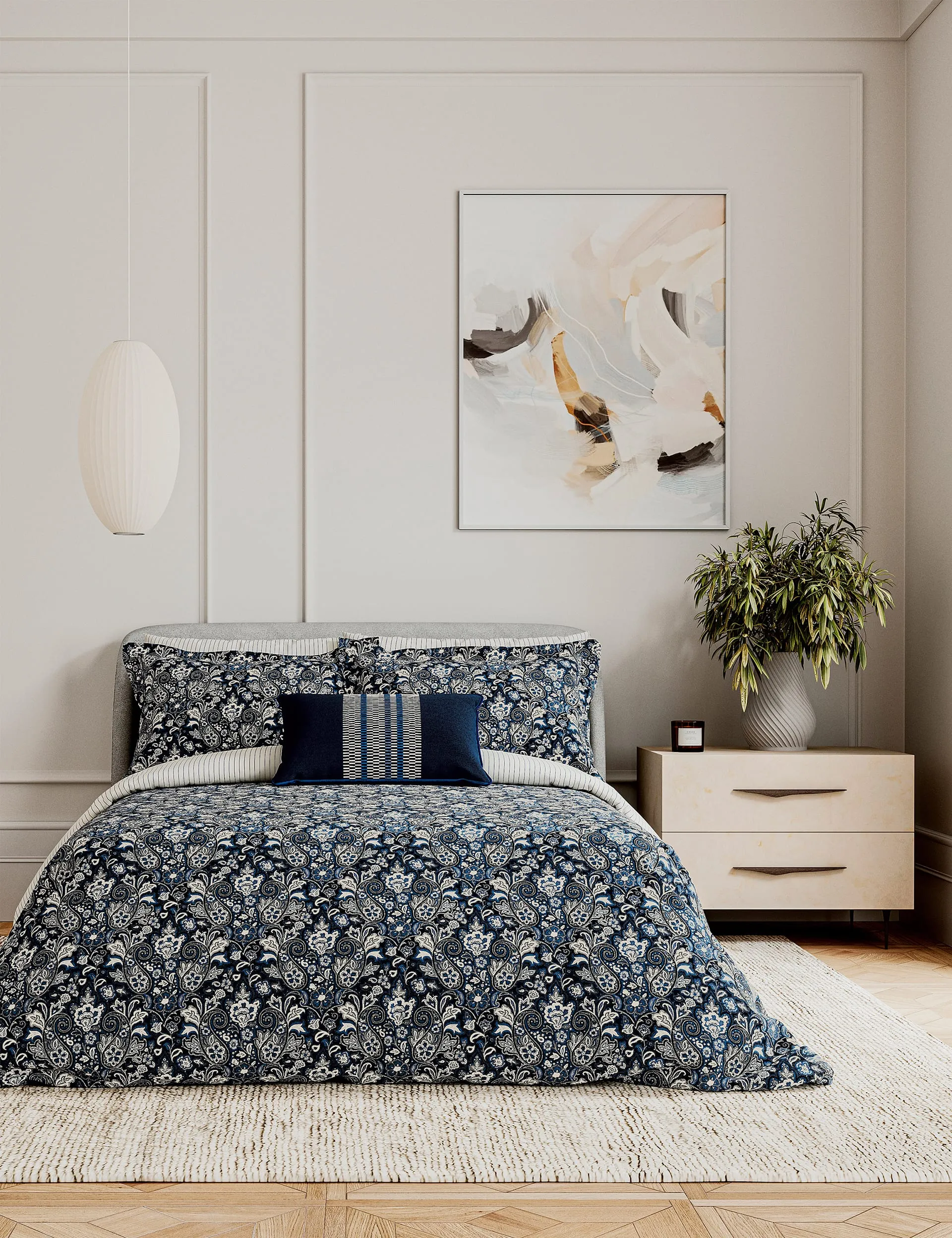 bedeck-of-belfast-pure-cotton-yara-bedding-set-6ft-navy-navy image