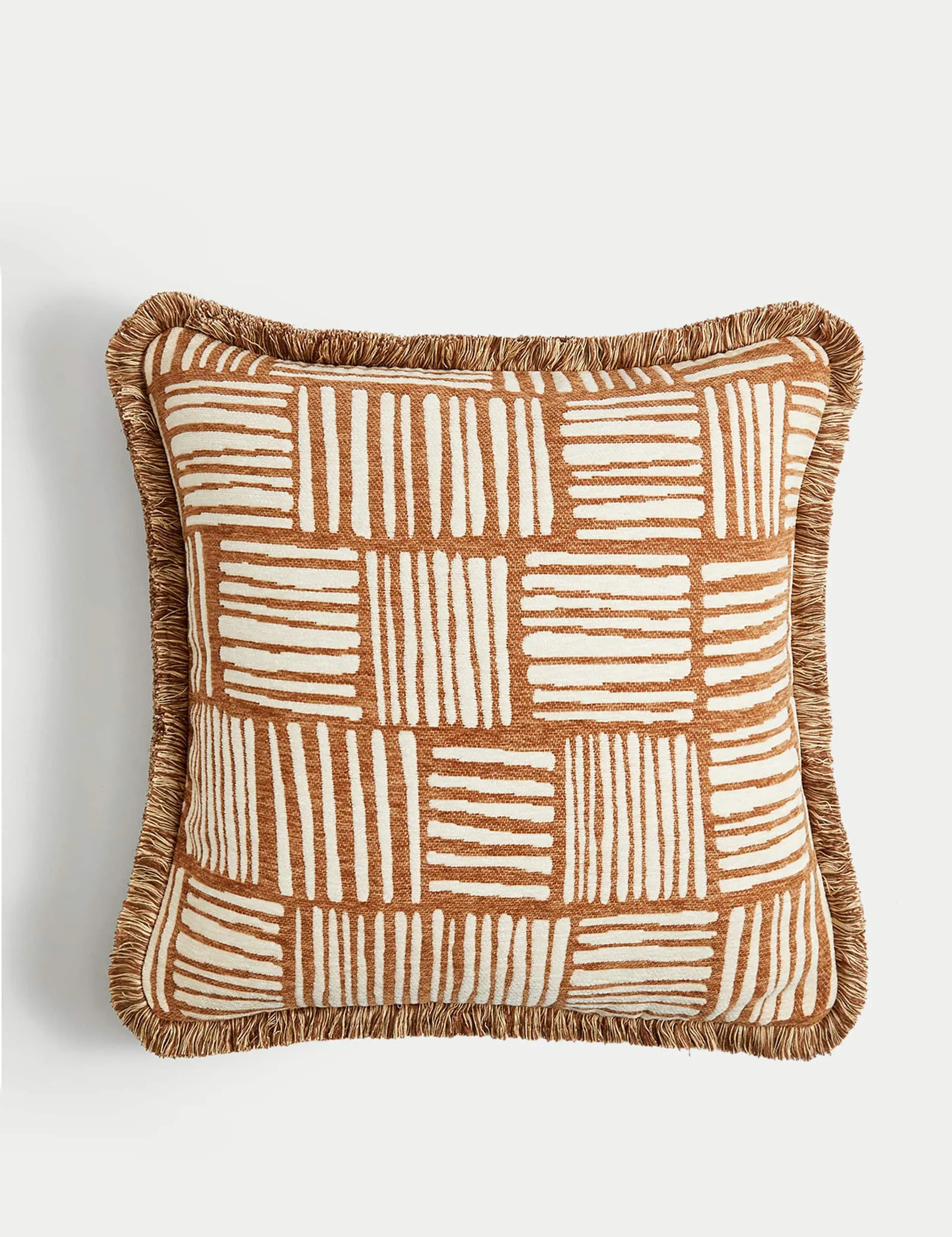 m-s-chenille-striped-cushion-brown-mix-brown-mix image