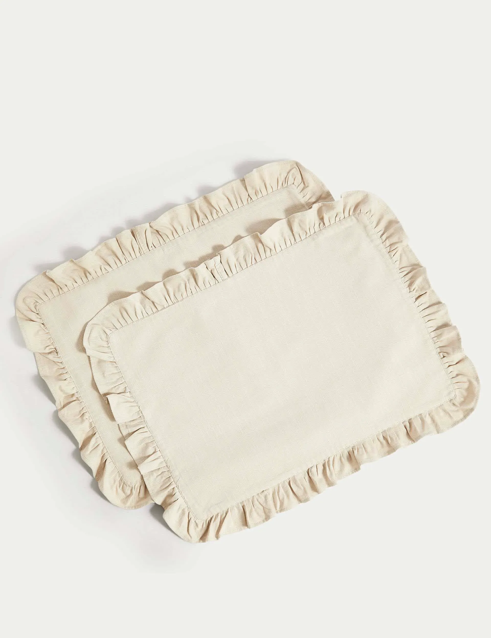 m-s-set-of-2-pure-cotton-ruffle-placemats-natural-natural image