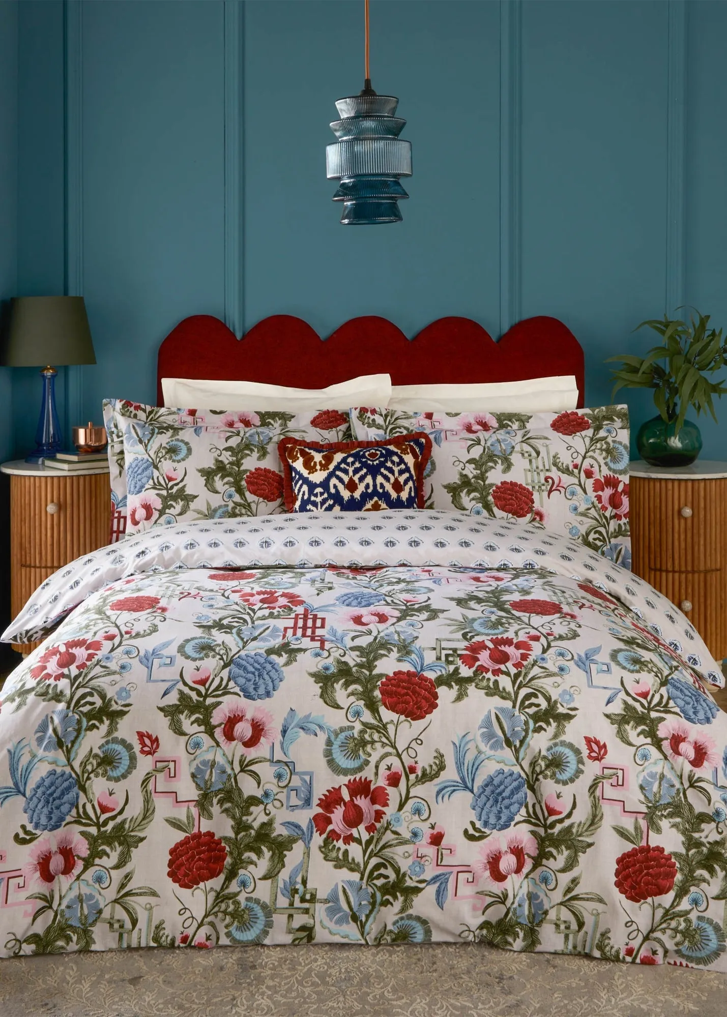 Ishana Reversible Floral Single Duvet Cover Set - Red product
