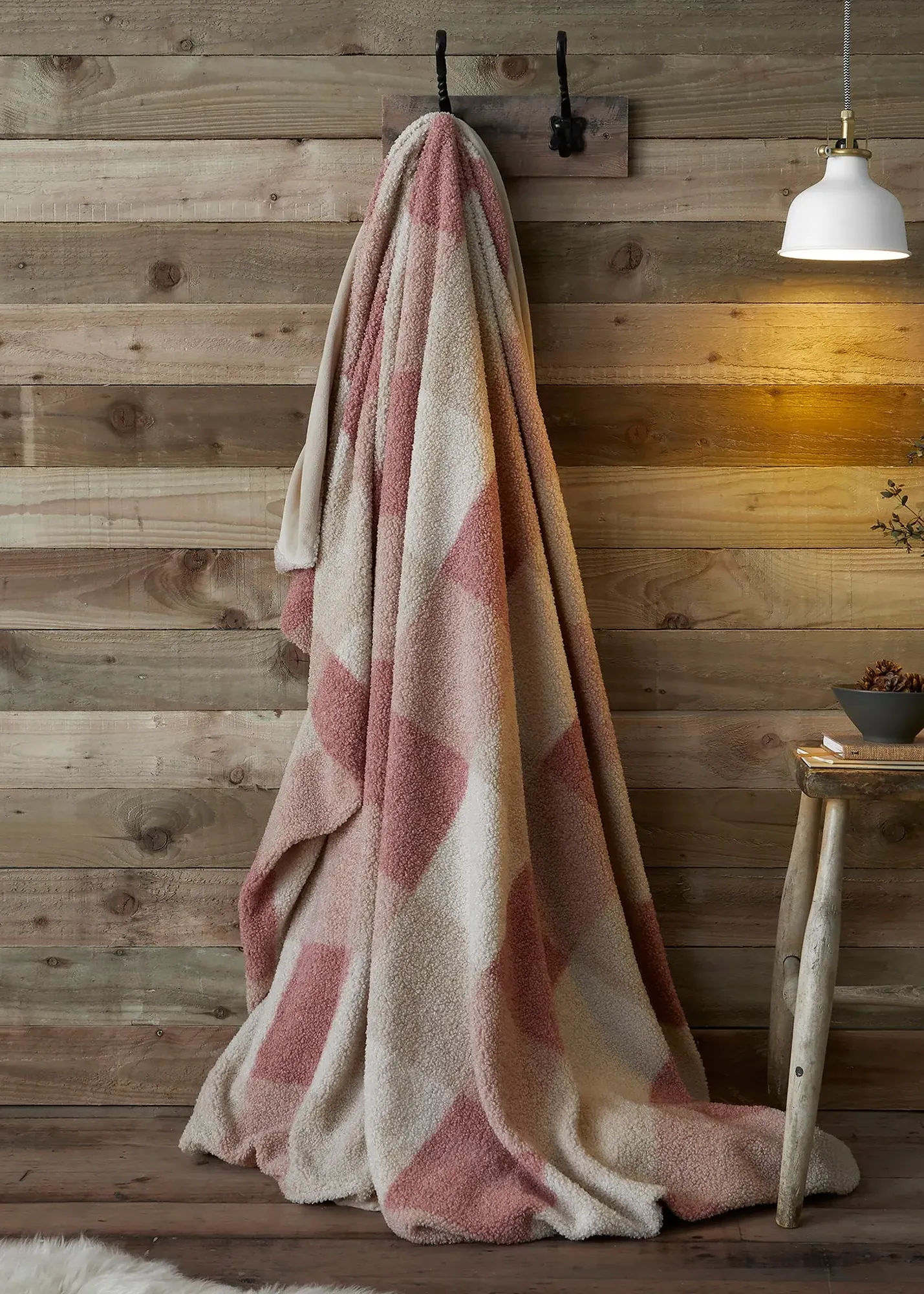 Ashford Check Reversible Throw - Natural, Polyester product