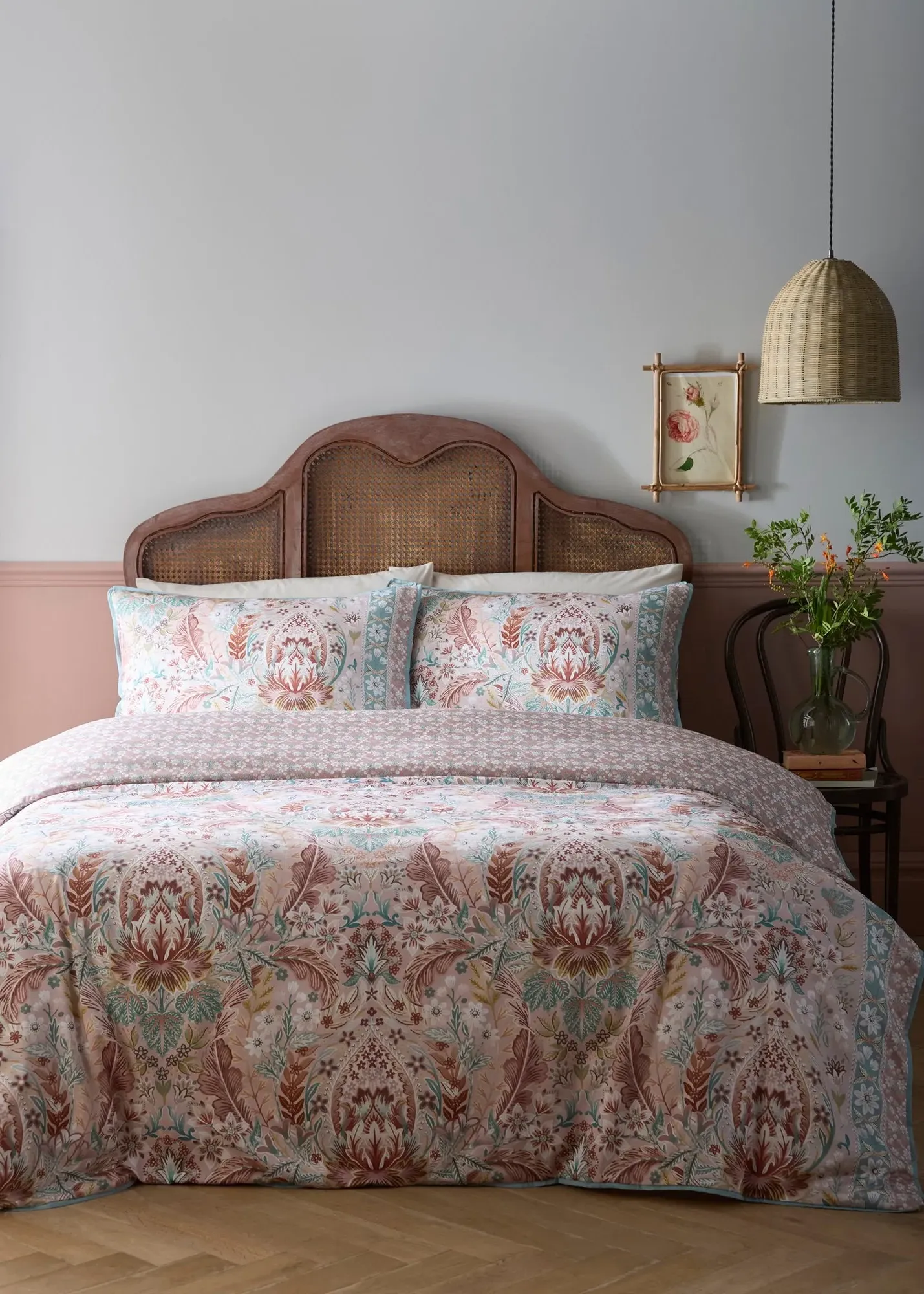 Floral Damask Double Duvet Cover Set - Multi, Cotton Sateen product