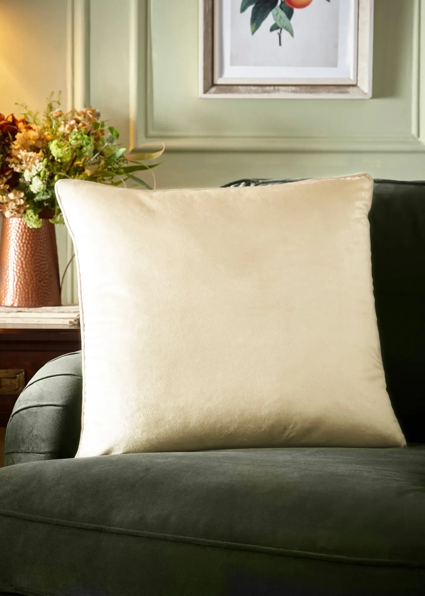 Harlan Velvet Filled Cushion - Cream product