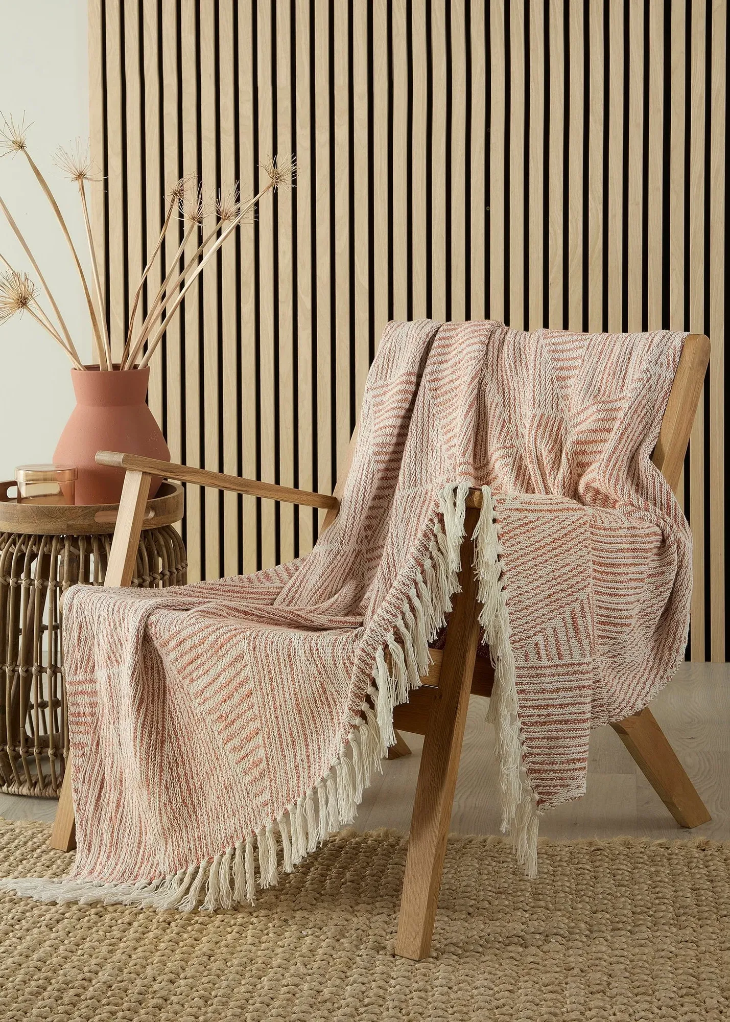 Myan Tasselled Throw - Brown, Cotton product