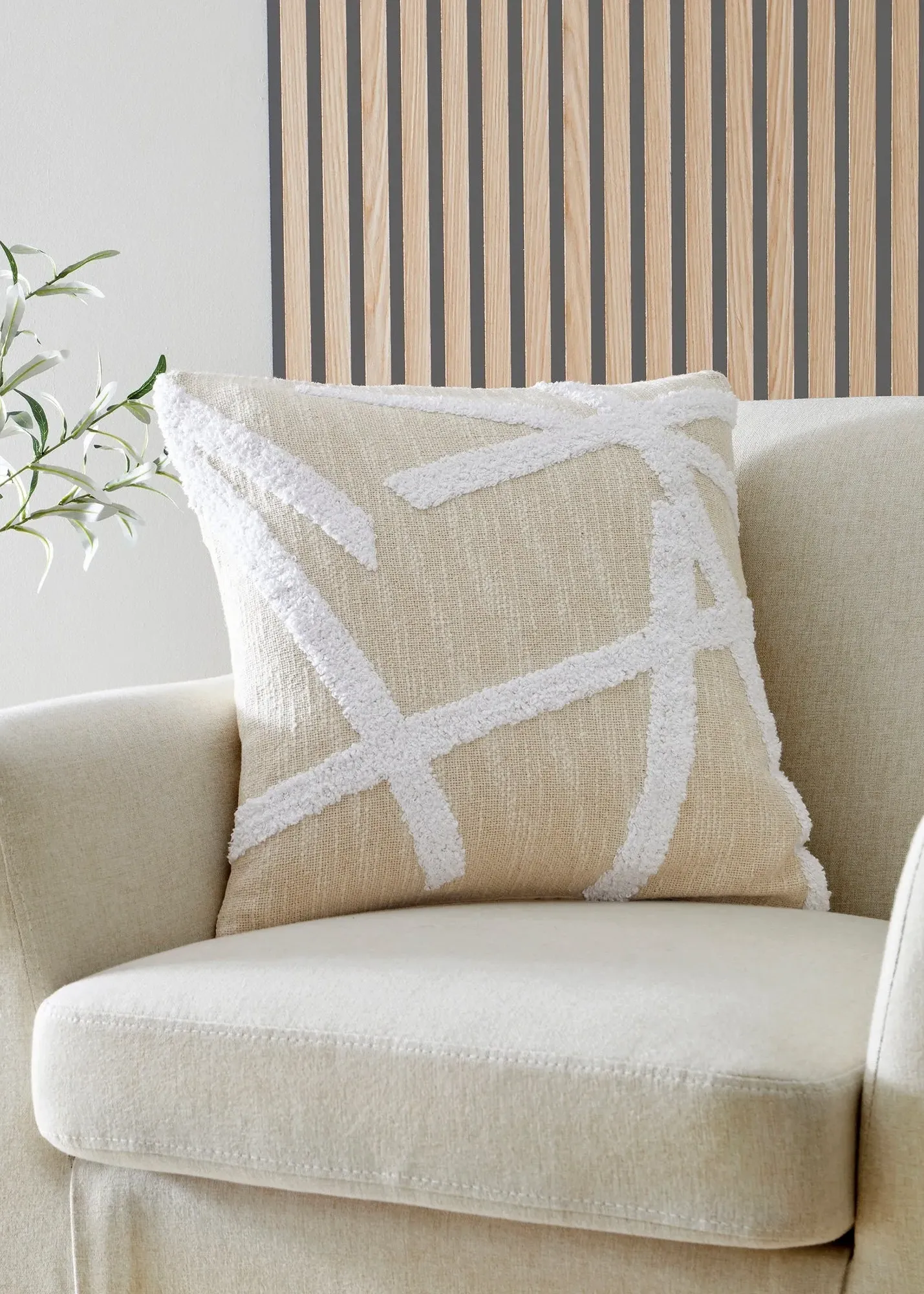 Otto Square Filled Cushion Tufted - Natural, Cotton product