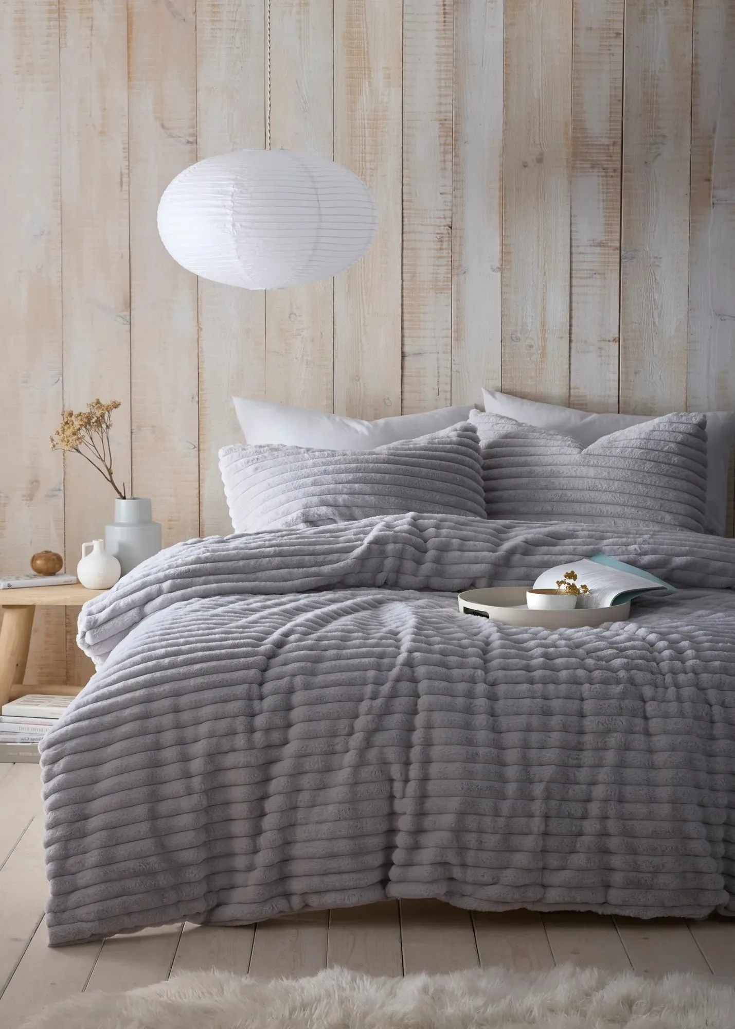 Morritz Double Duvet Cover Set - Grey, Faux Fur product