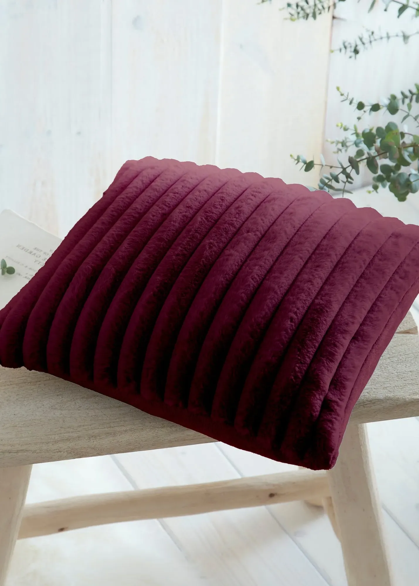Morritz Faux Fur Filled Cushion - Burgundy, Polyester product