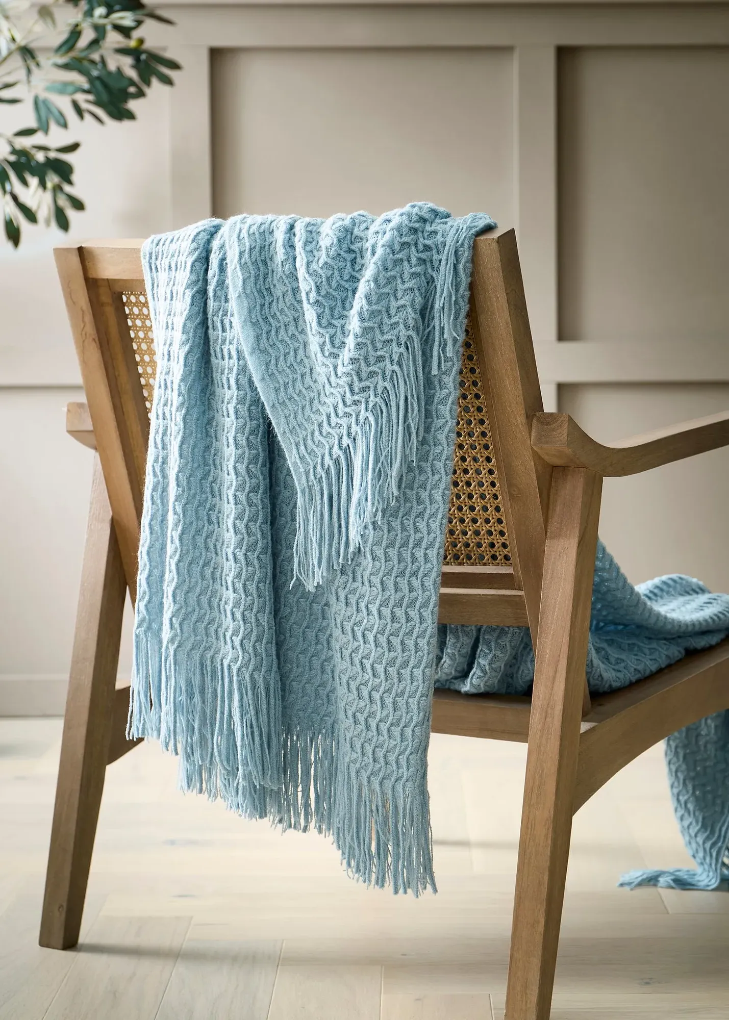 Textured Knit Heavyweight Throw - Blue, Acrylic product