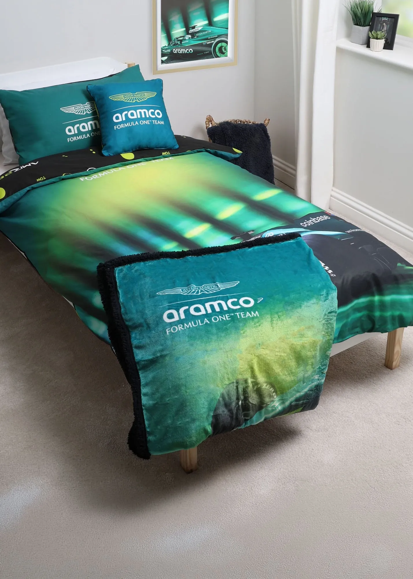 F1 Aston Martin Single Duvet Cover Set - Green product