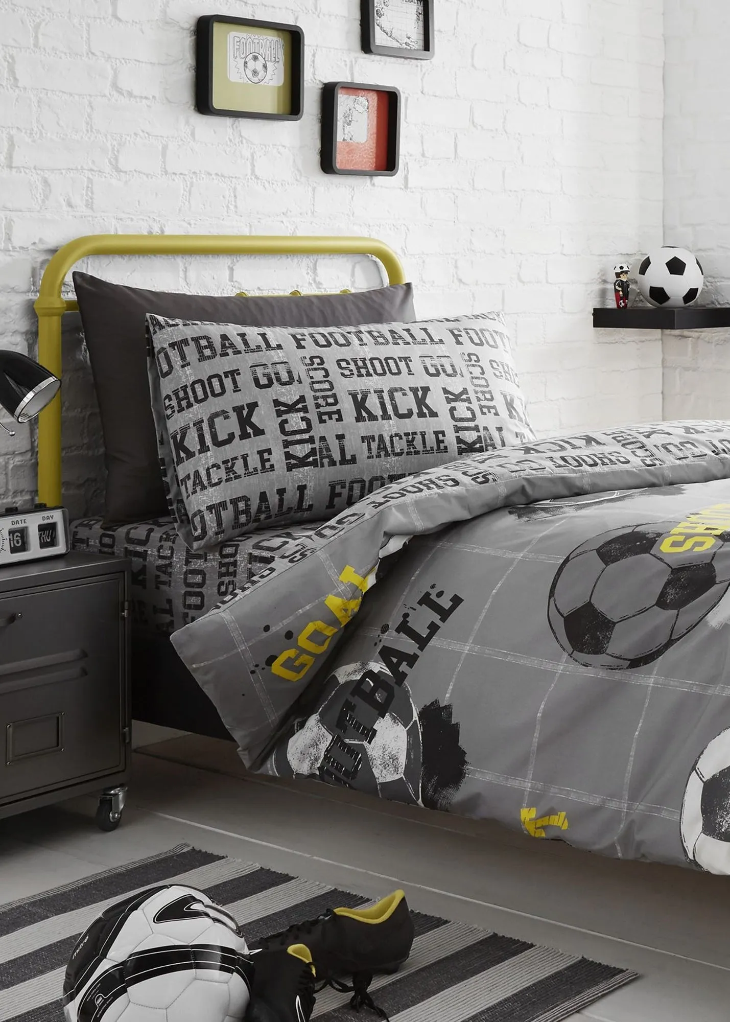Football Single Duvet Cover Set - Grey product