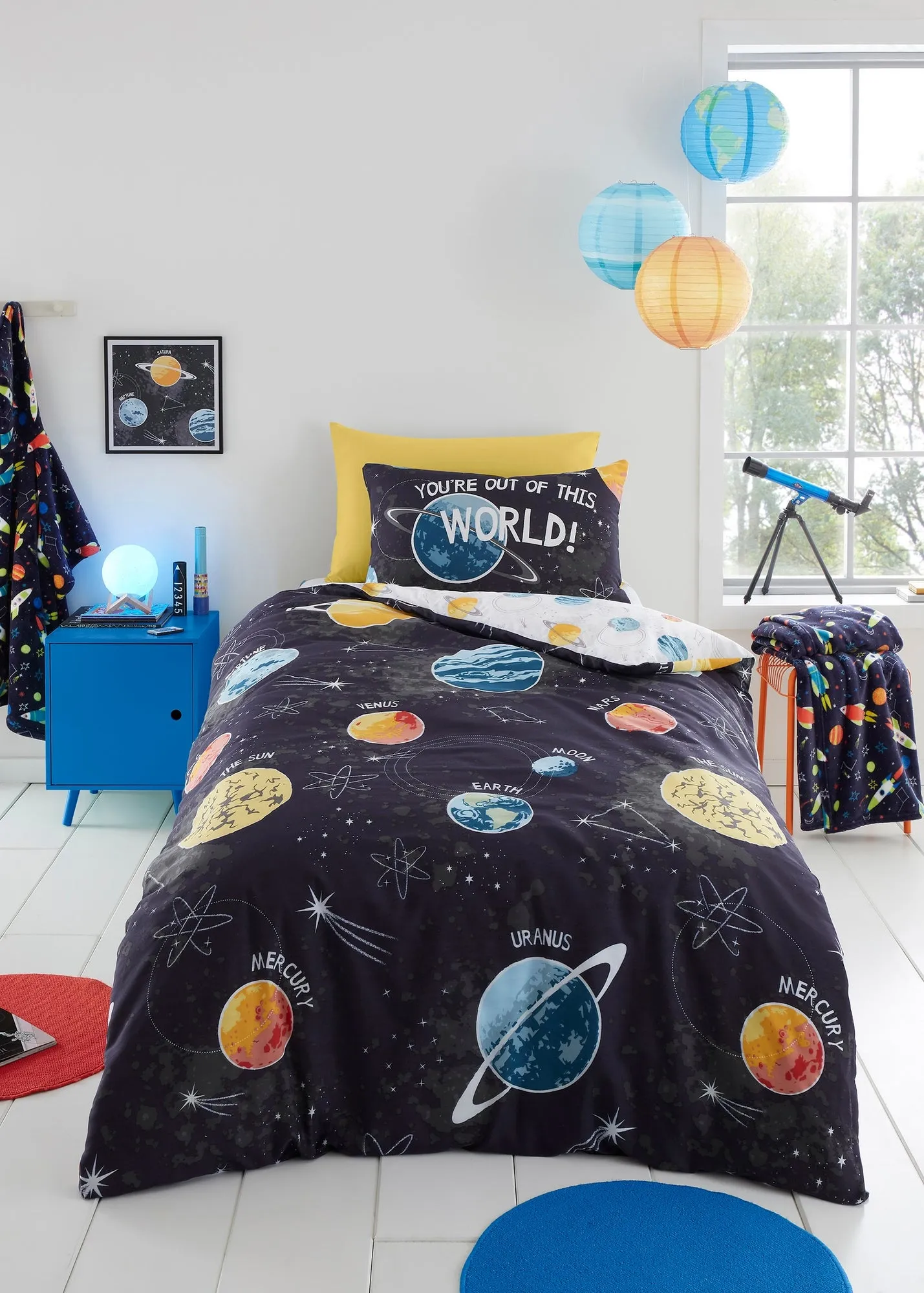 Outer Space Single Duvet Cover Set - Black, Polyester-Cotton product