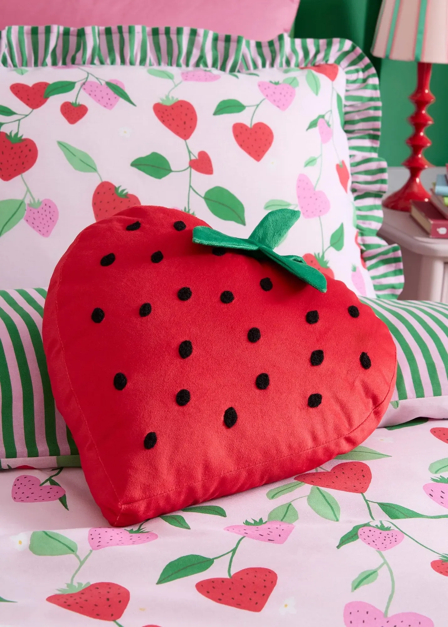 Strawberry Shaped Cushion - Red, Velvet product