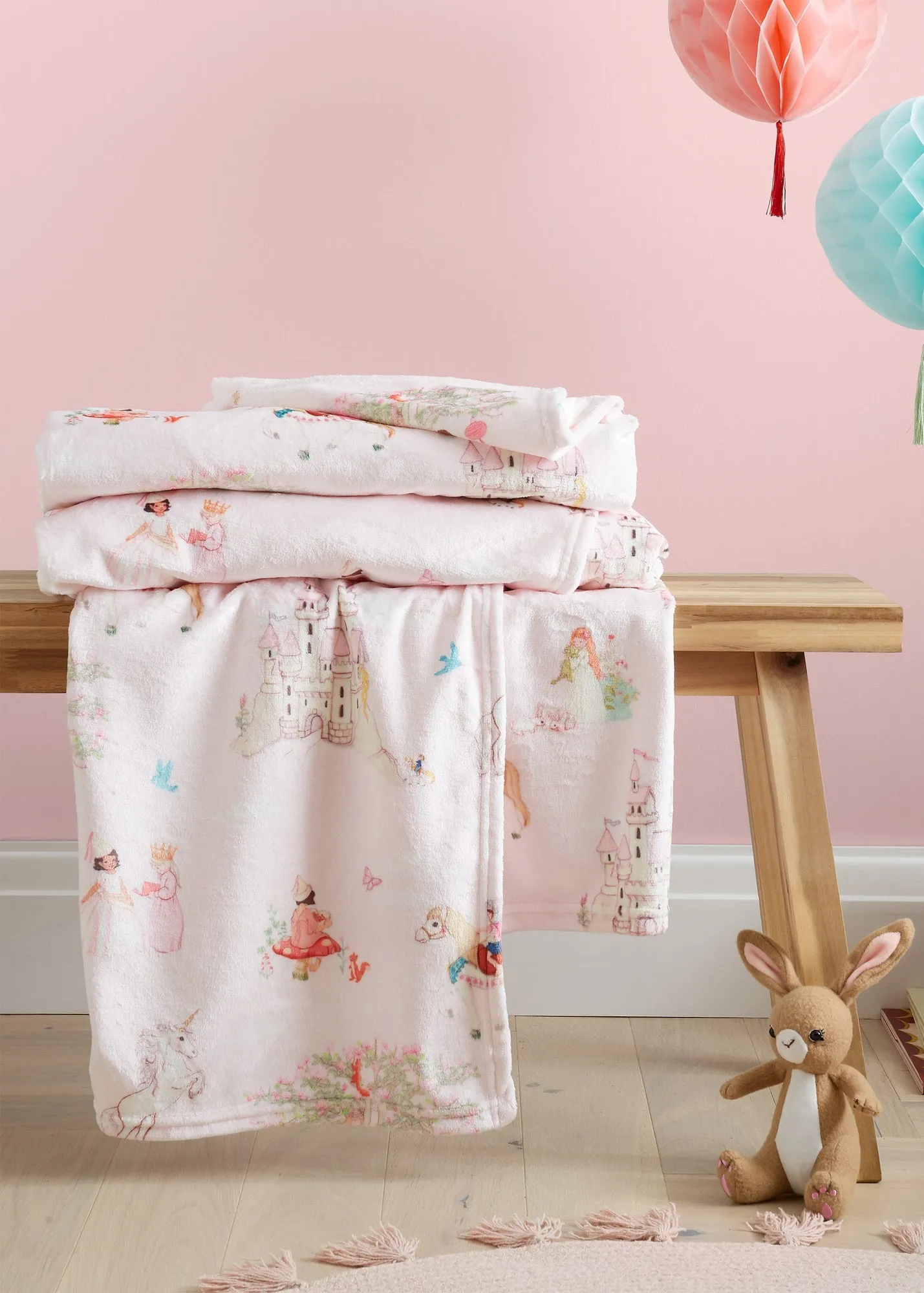 Fairytale Fleece Blanket Throw - Pink, Polyester product