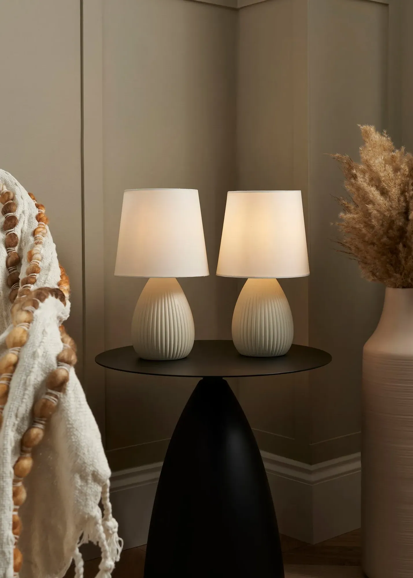 Alder Teardrop Ceramic Table Lamp Twin Pack - Cream product