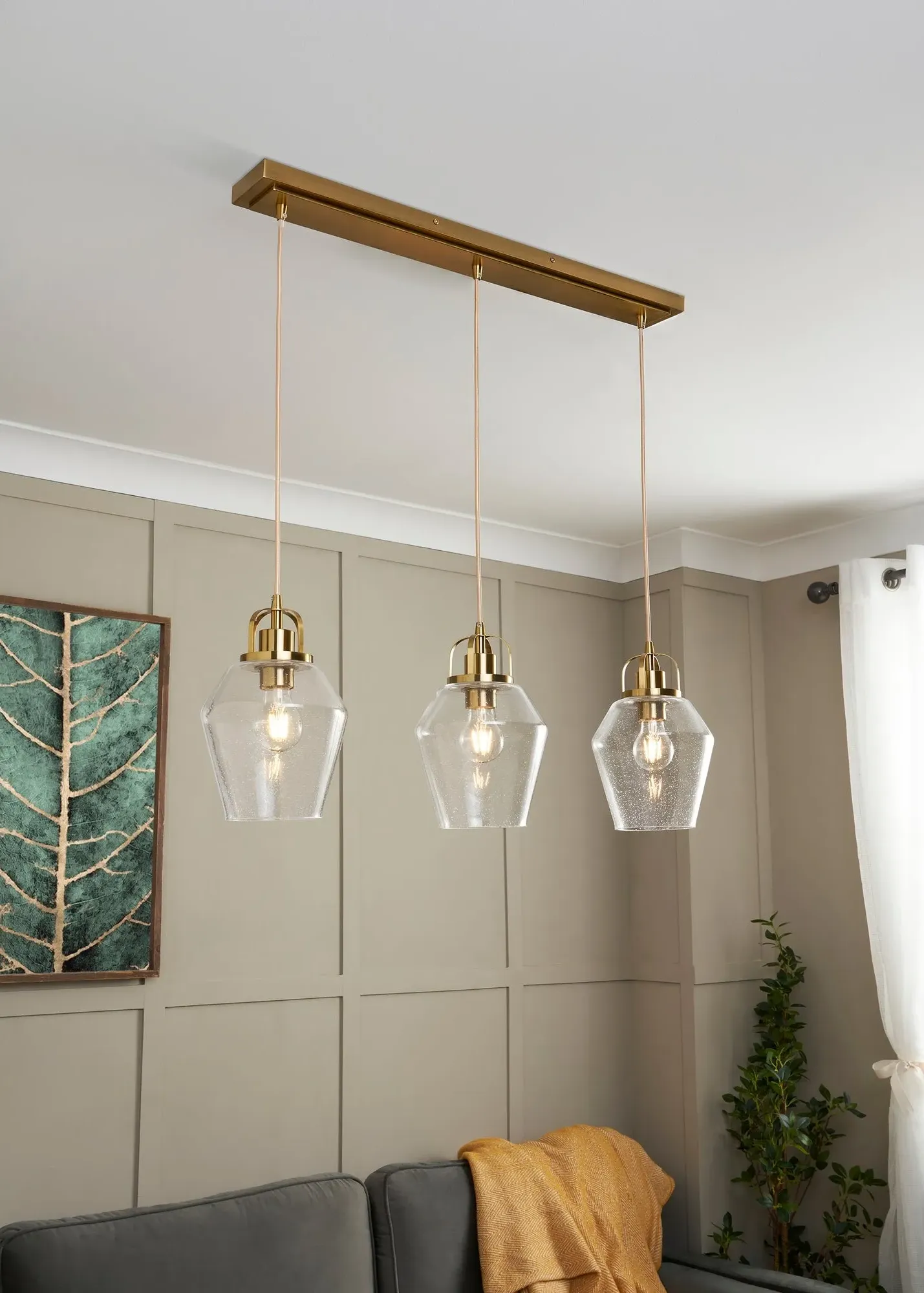 Athea Bubble Glass 3-Light Diner - Antique Brass product