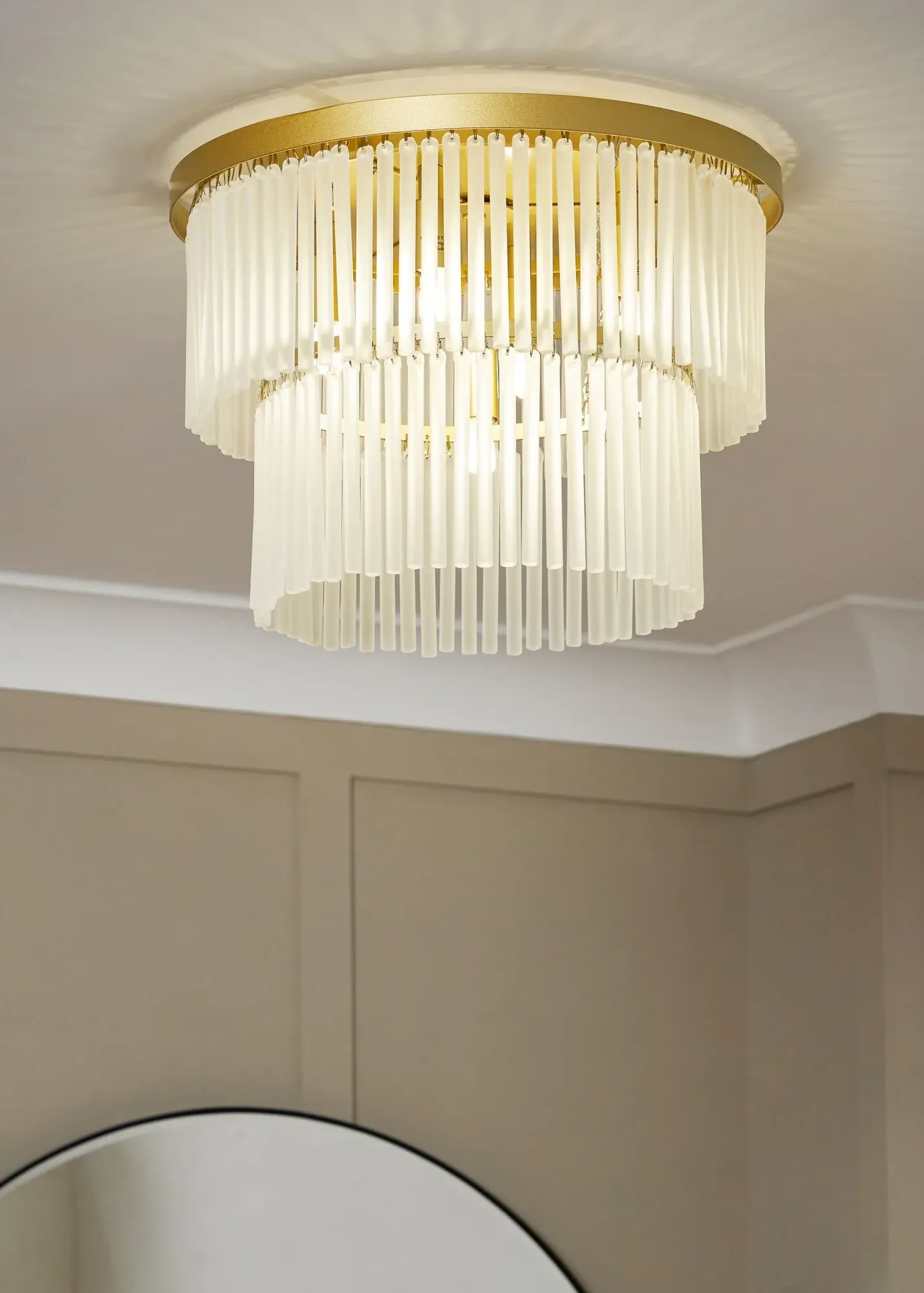 Aubrey Frosted 5-Light Flush Ceiling Light - Antique Brass product