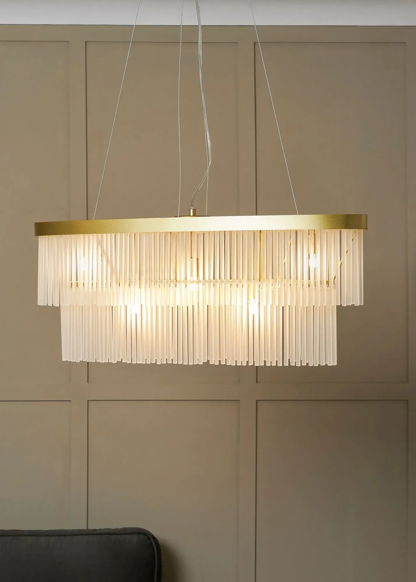 Aubrey Oval 5-Light Diner Pendant - Antique Brass, Frosted Glass product