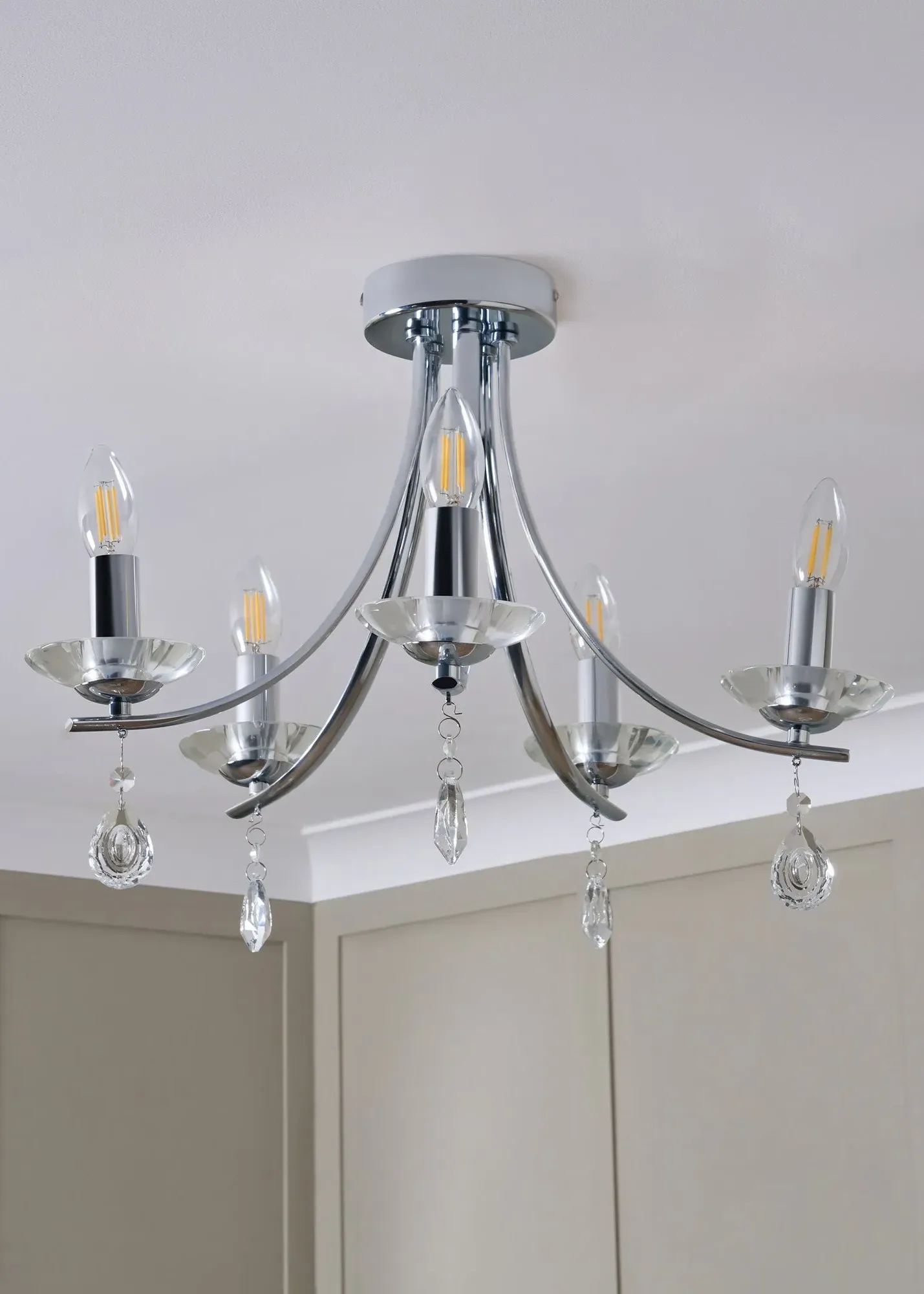 Bugsy Flush 5 Light Ceiling Light - Chrome, Metal product