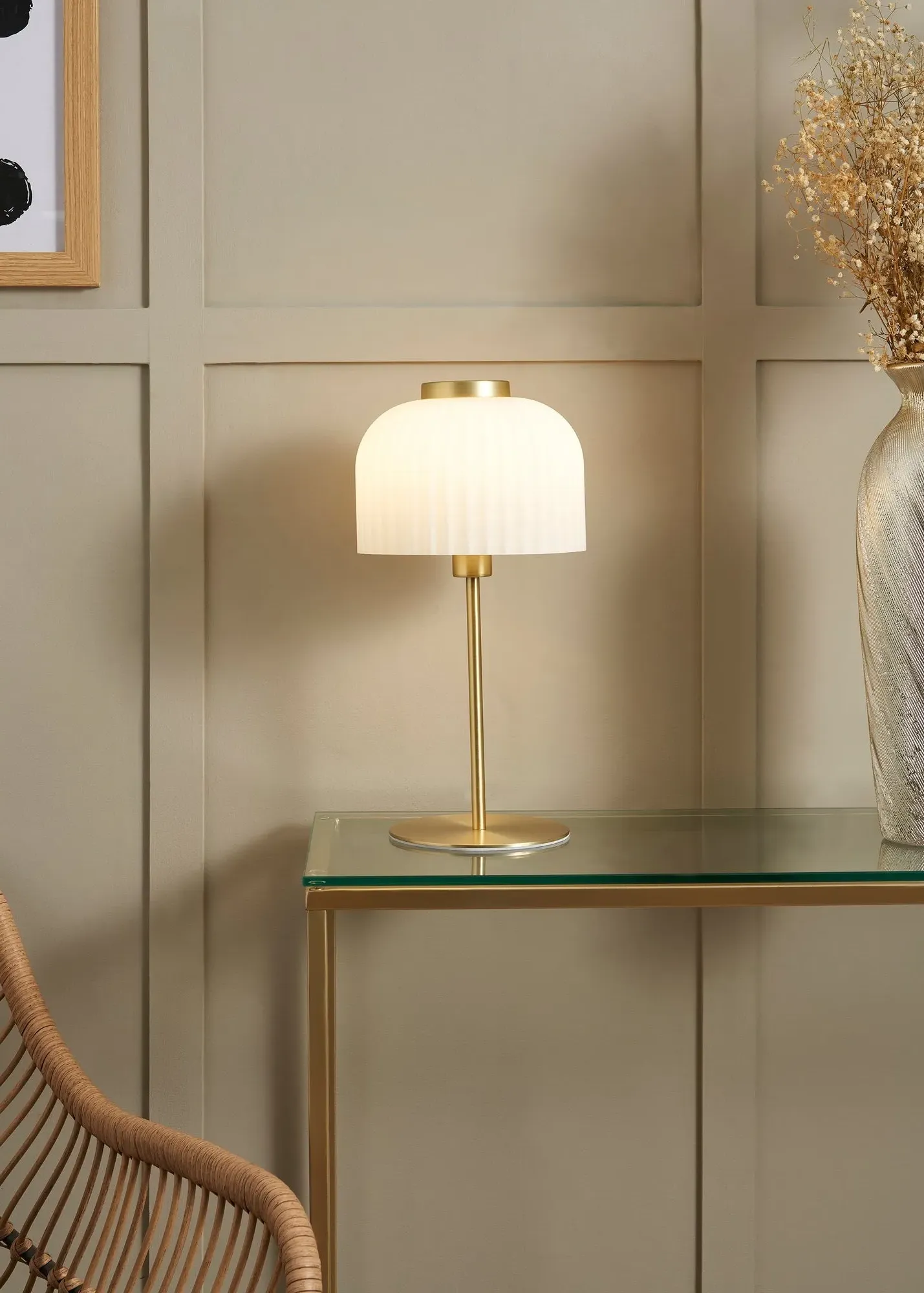 Costa Brass Table Lamp with Ribbed Glass - Antique Brass product