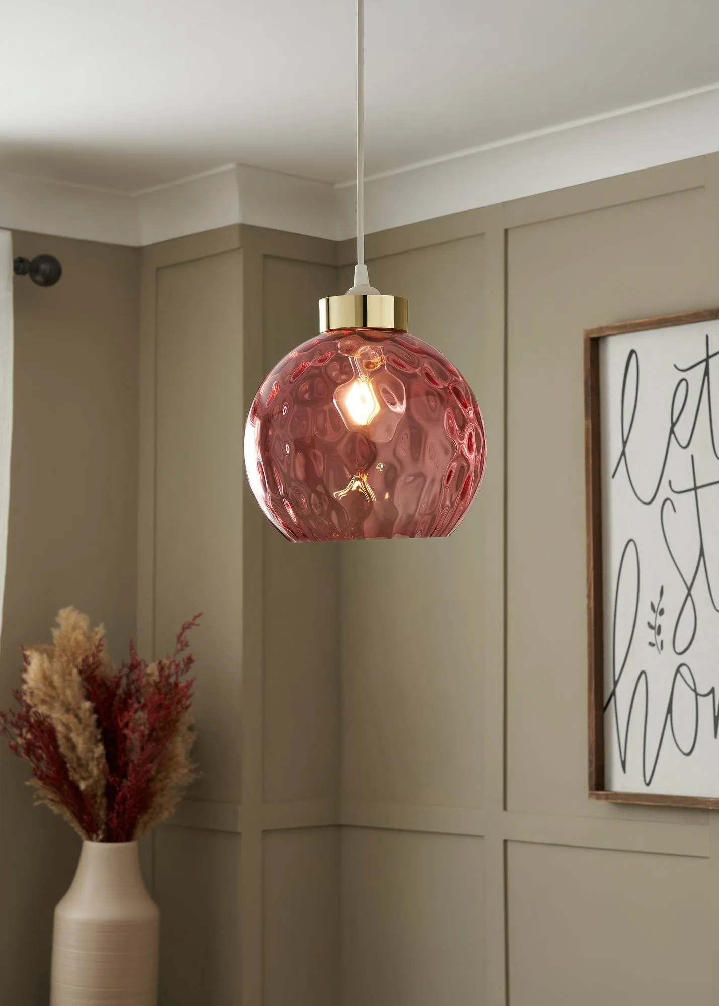 Dalton Dimpled Glass Ball Easyfit Light Shade - Pink, Glass product