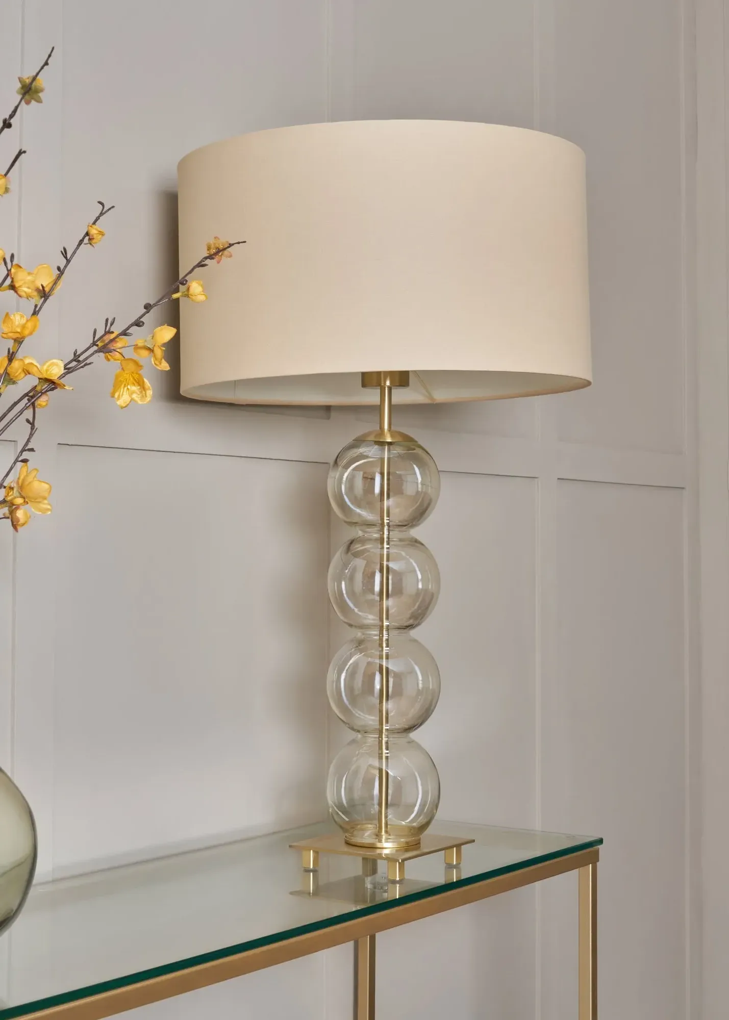 Metro Ball Stacked Table Lamp - Antique Brass, Glass product