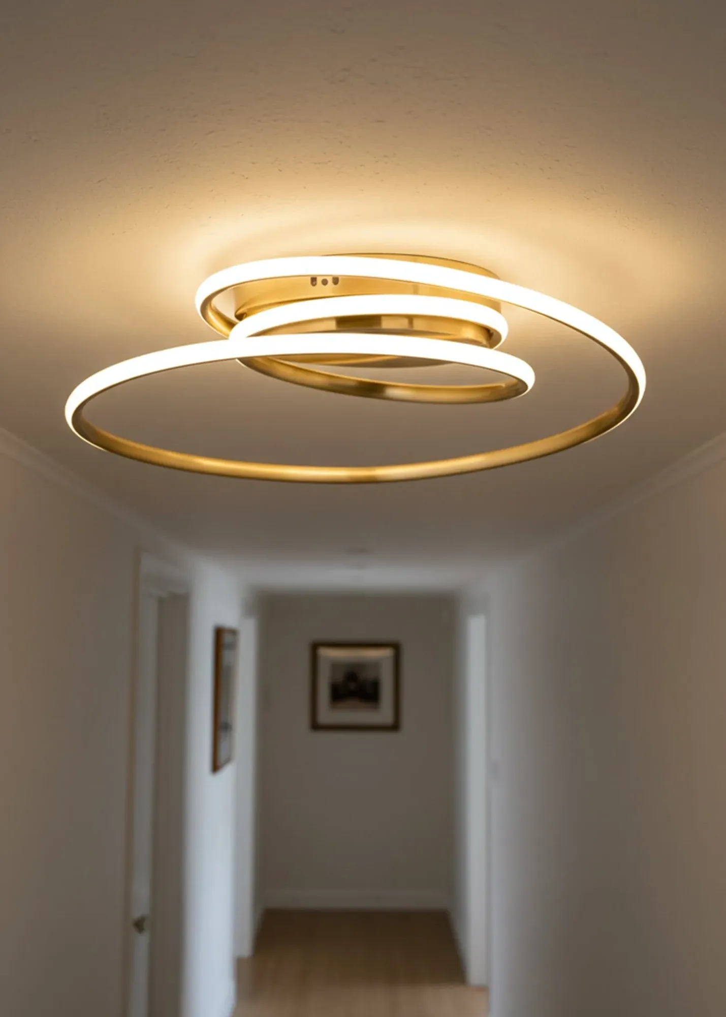 Pei Satin Brass Rings LED Flush Ceiling Light - Gold product