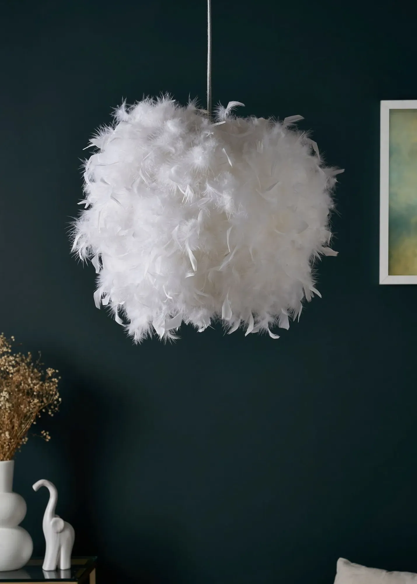 Plume Feather Ball Pendant Light - White product