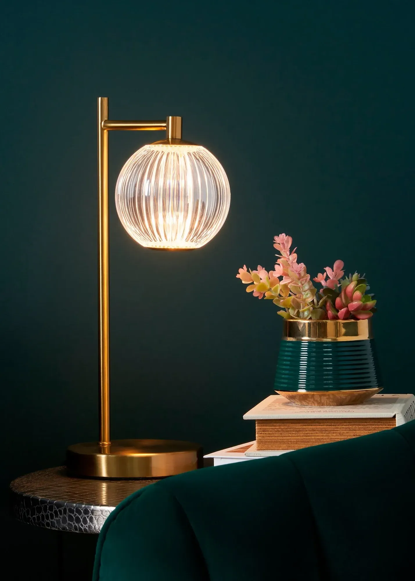 Raeden Acrylic Ball LED Table Lamp - Antique Brass product
