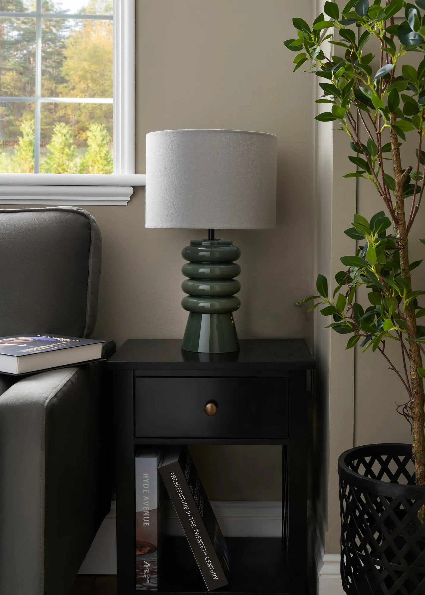 Rahya Ribbed Glass Table Lamp - Green product