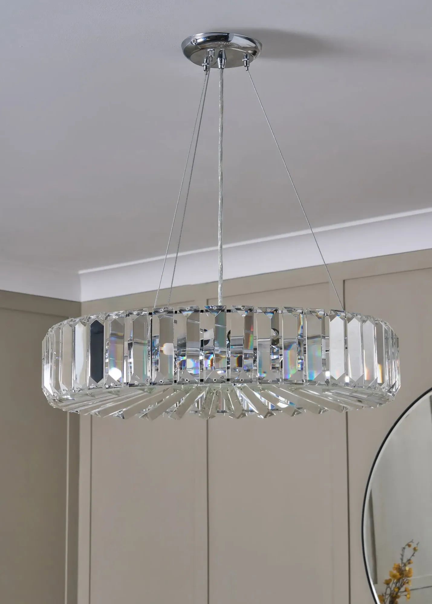 Renee Crystal Pendant Light Adjustable Height - Chrome product