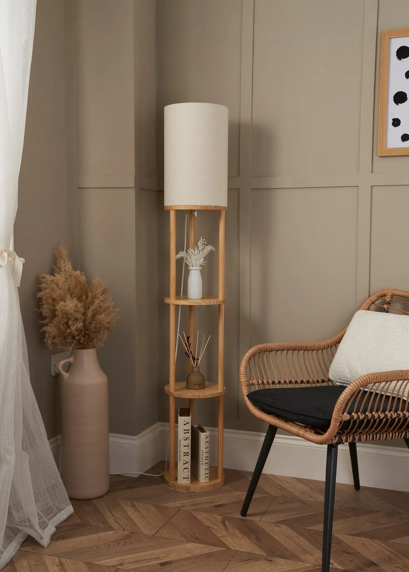 Shelby Shelving Floor Lamp - Natural, Oak product