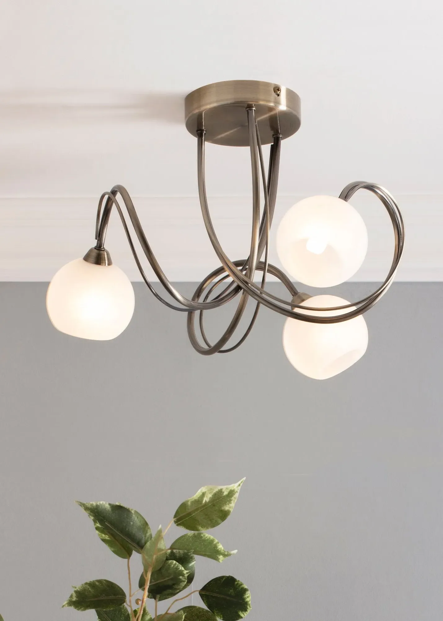 Soni 3-Light Flush Ceiling Light - Antique Brass, Metal product
