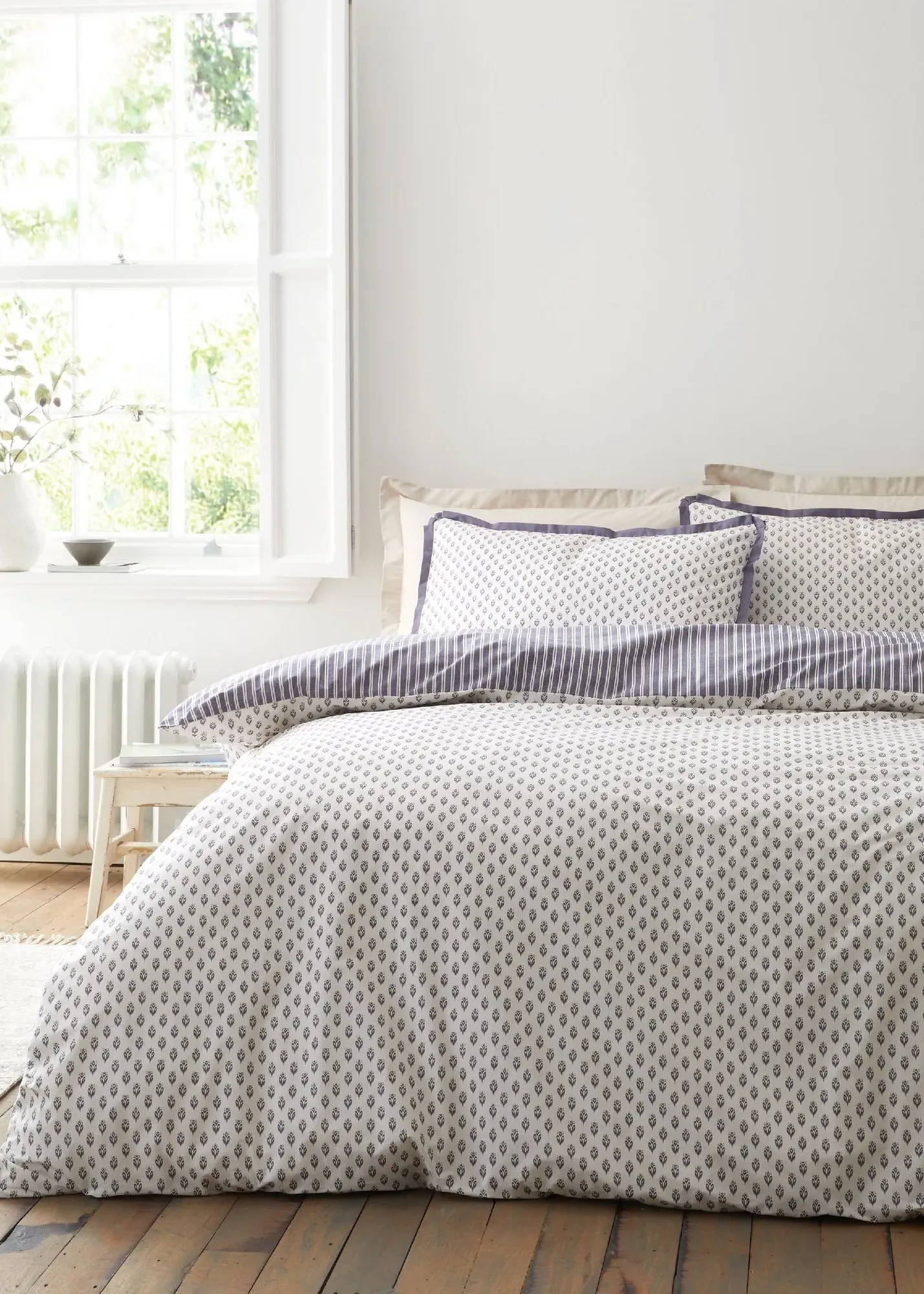 Amelie Single Reversible Duvet Cover Set - Blue, Cotton product