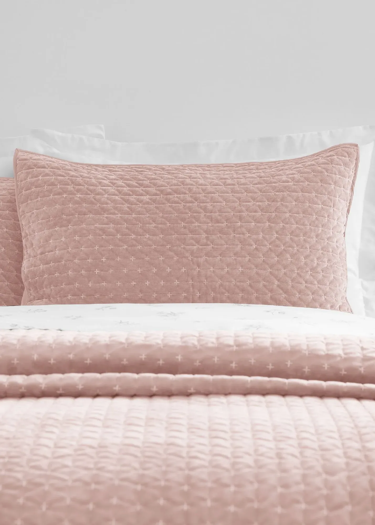 Attica Velvet Embroidered Pillow Sham Pair - Pink, Polyester product