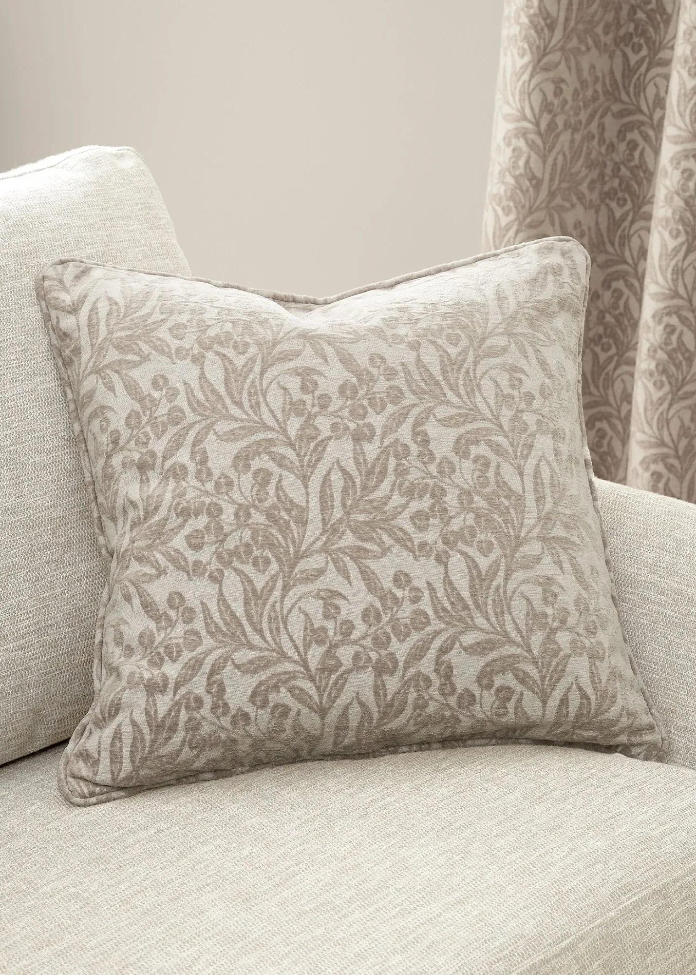 Chenille Leaves Square Cushion - Natural product