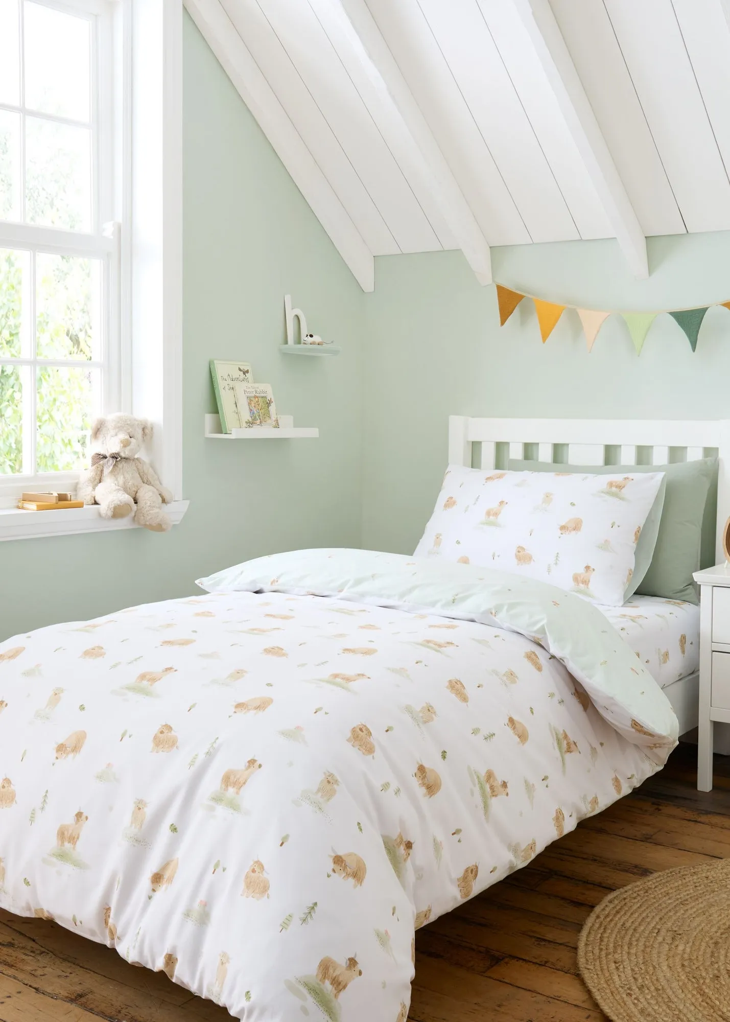 Mini Moo Cow Junior Reversible Duvet Cover Set - White, Cotton product