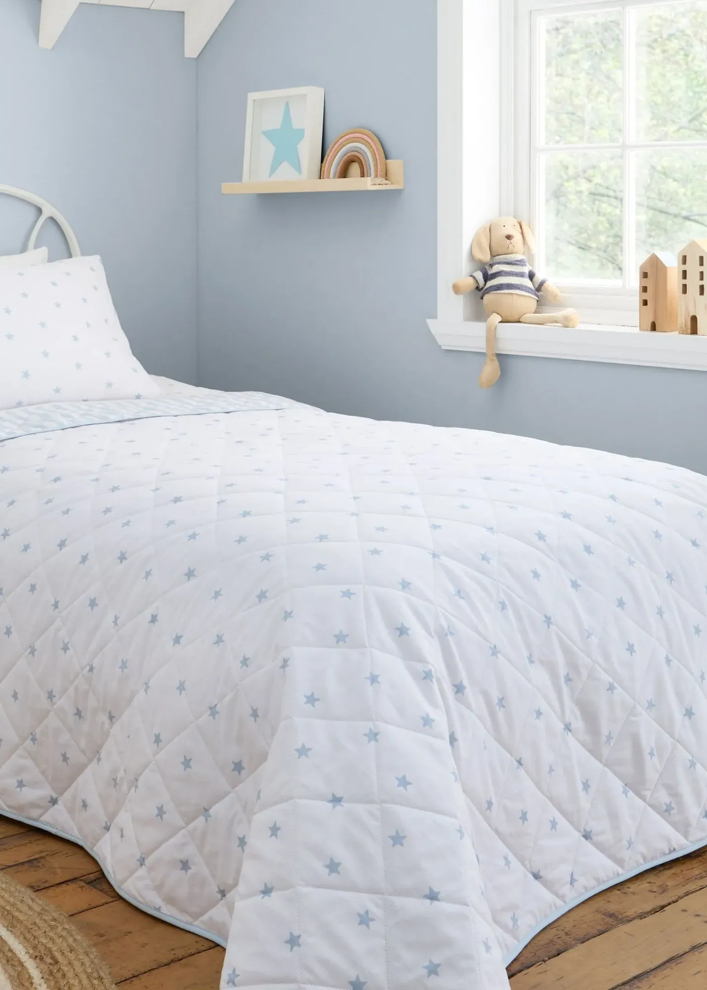 Mini Star & Stripes Reversible Bedspread - Blue, Cotton product