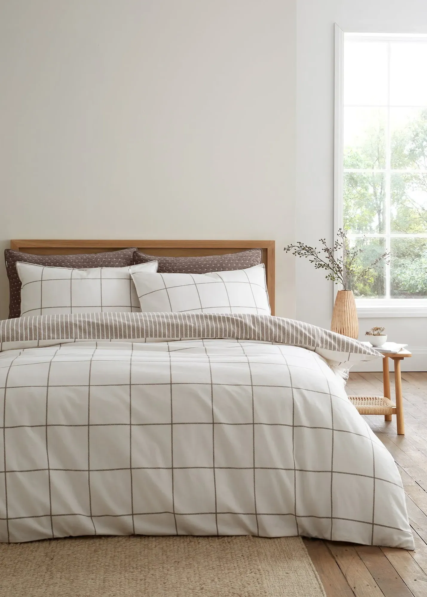 Regal Check Single Reversible Duvet Cover Set - Brown, Brushed Cotton product