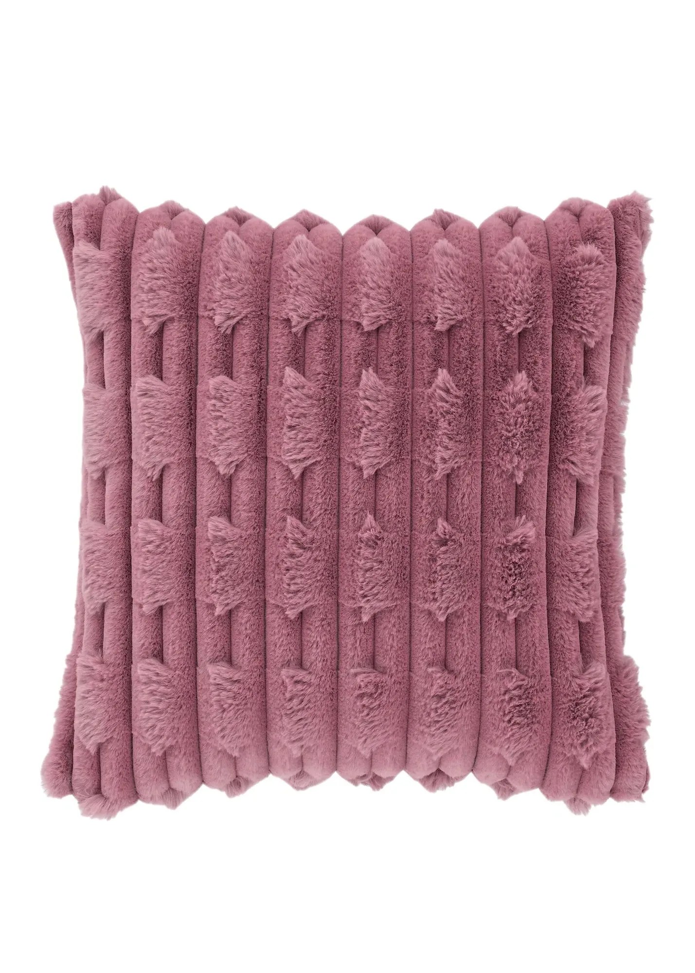So Soft Carved Faux Fur Cushion - Pink product