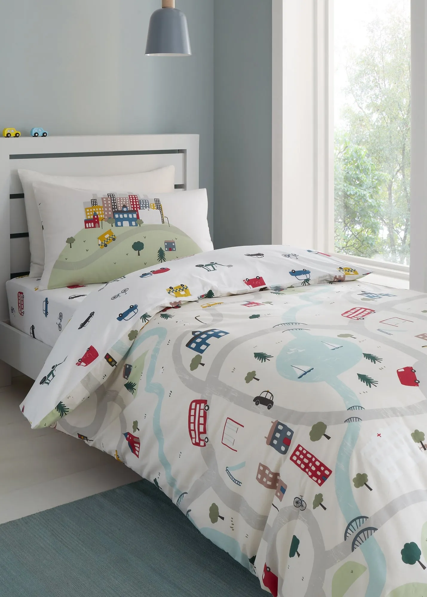Transport Junior Duvet Cover Set - White, Cotton product
