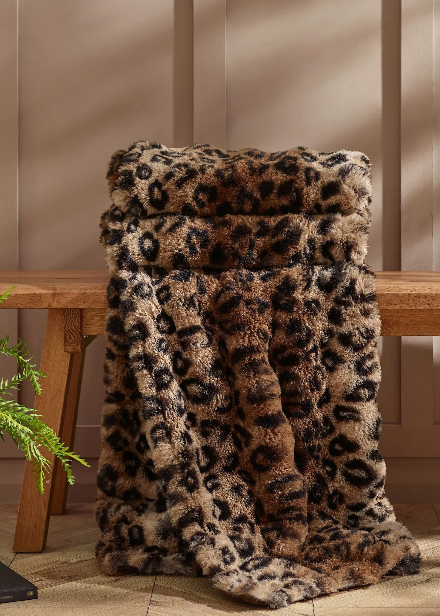Animal Print Faux Fur Blanket Throw - Brown product