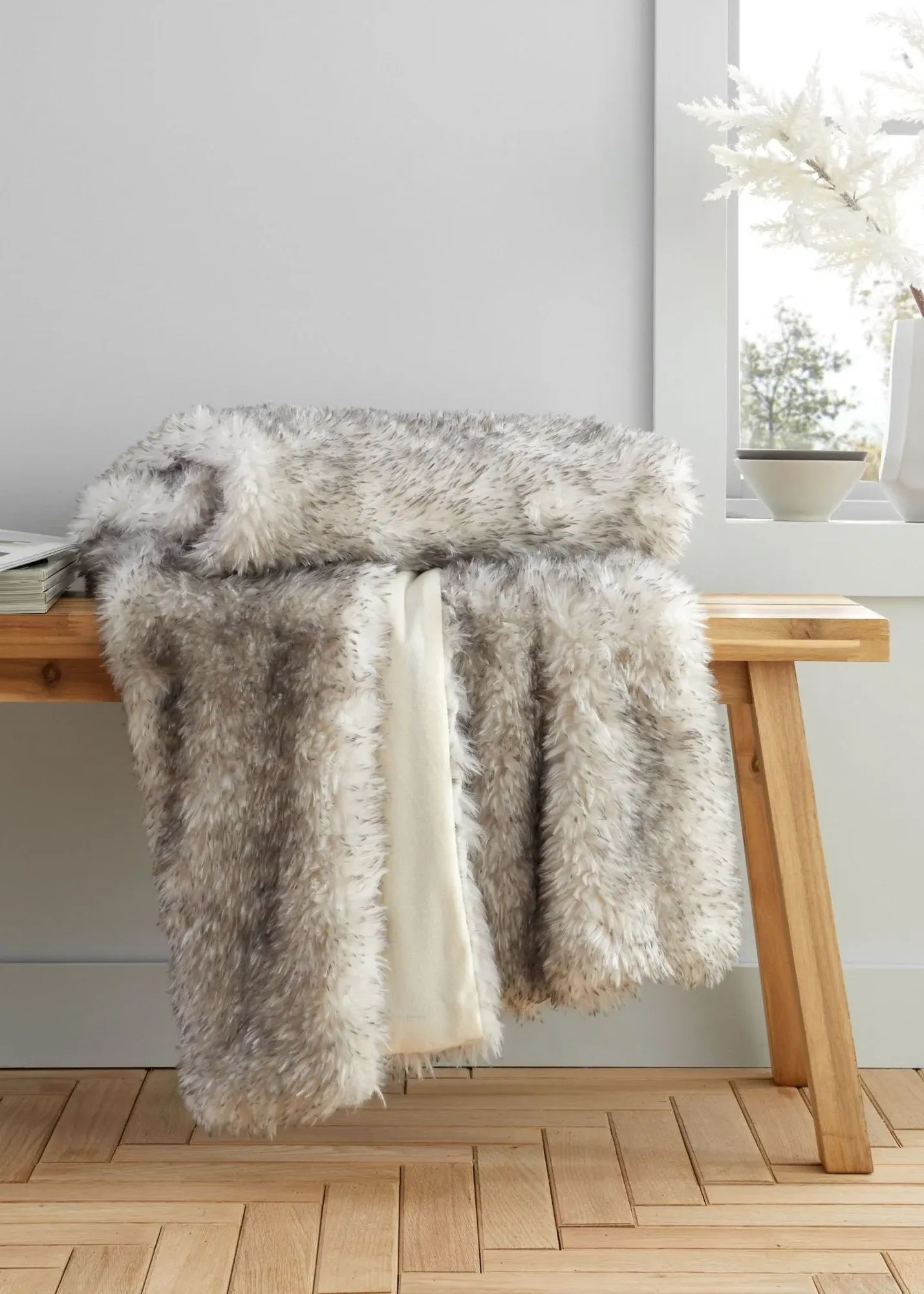 Arctic Fox Faux Fur Blanket Throw - Grey product